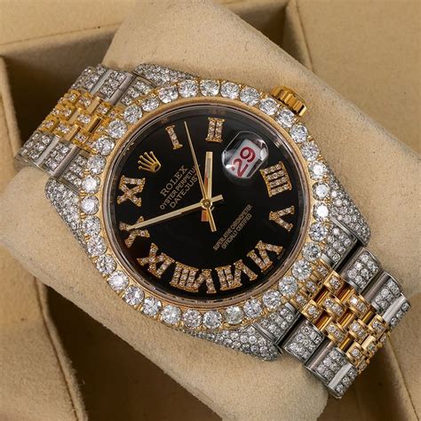 rolex black rotationg diamond watch|Rolex diamond dial.